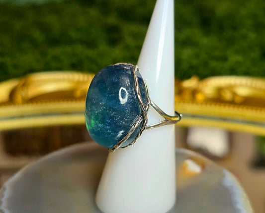 Green Flash Aquamarine Ring