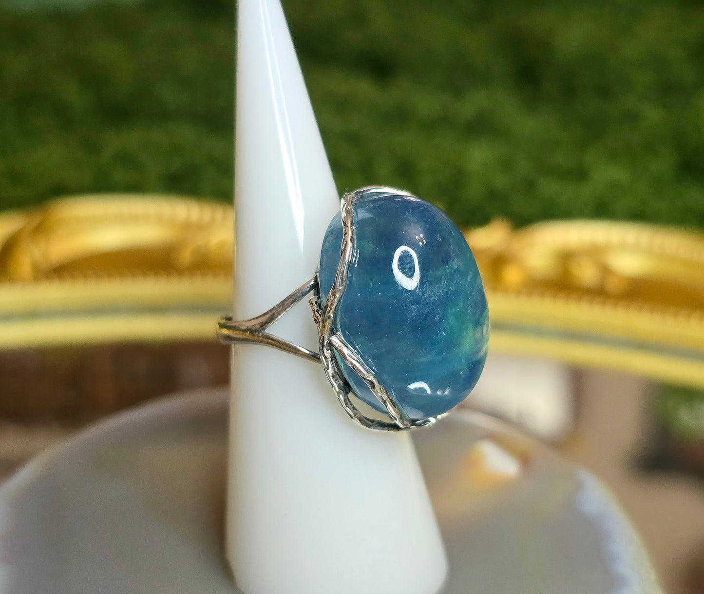 Green Flash Aquamarine Ring