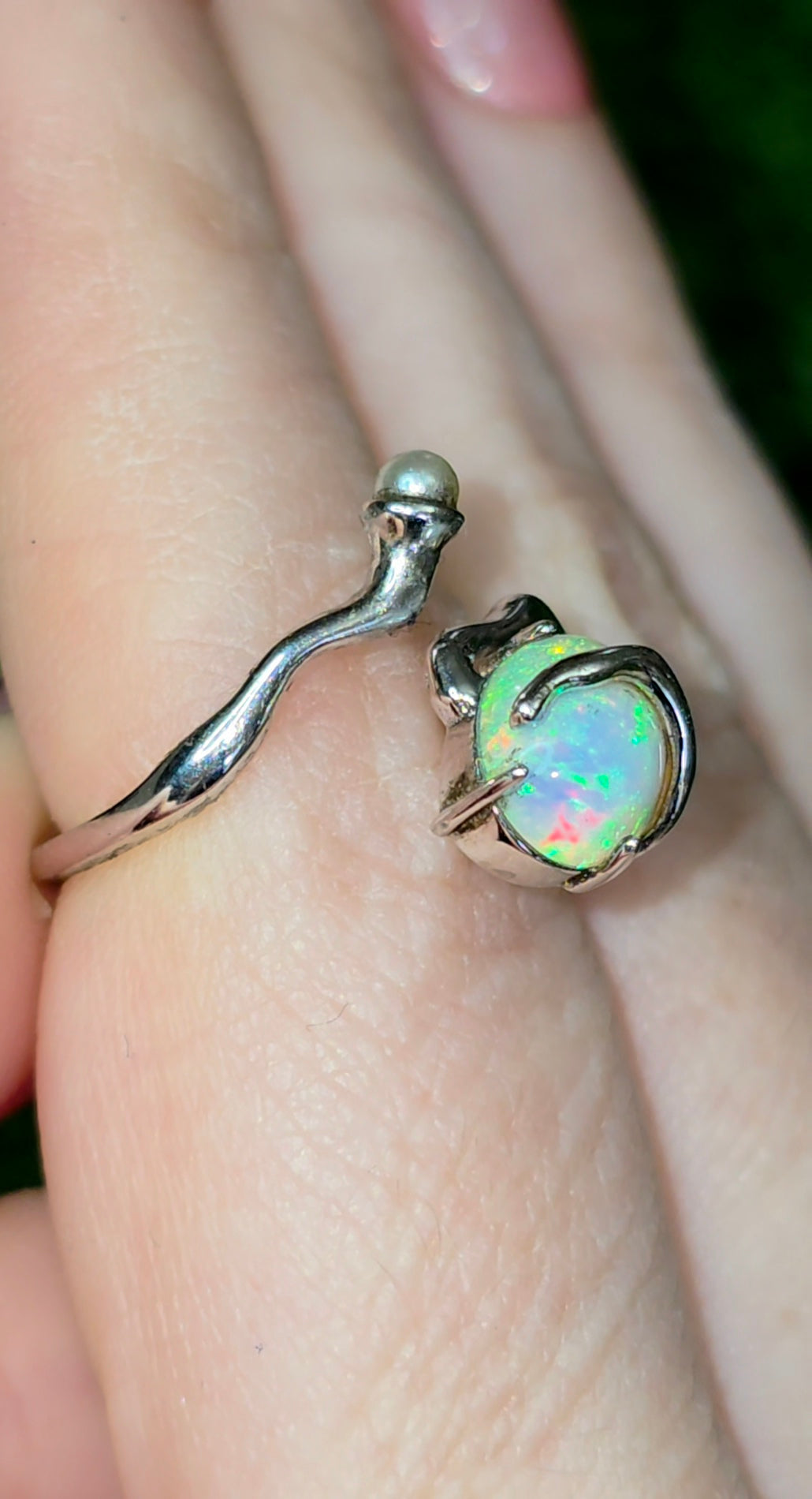 Star Opal and Pearl Ring