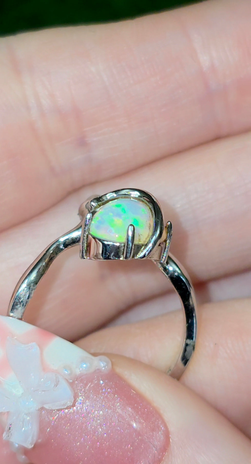 Star Opal and Pearl Ring
