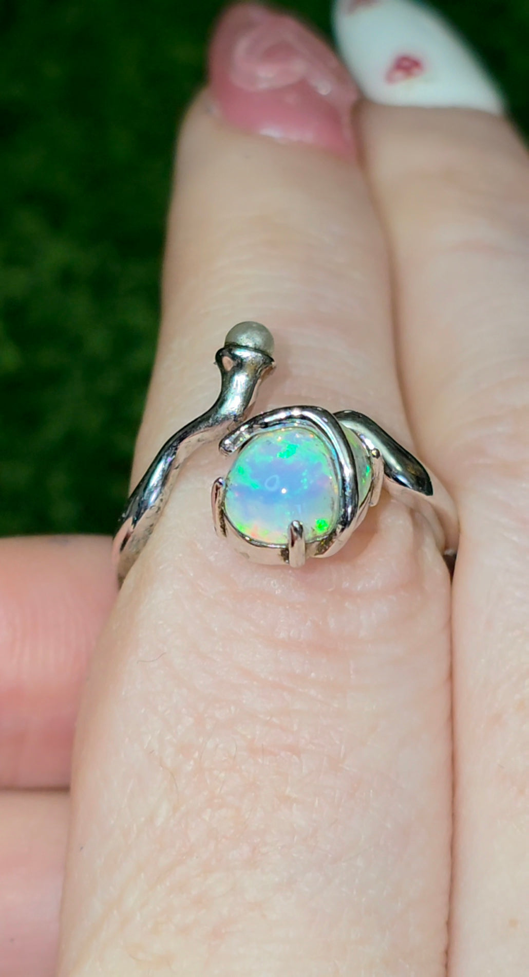 Star Opal and Pearl Ring