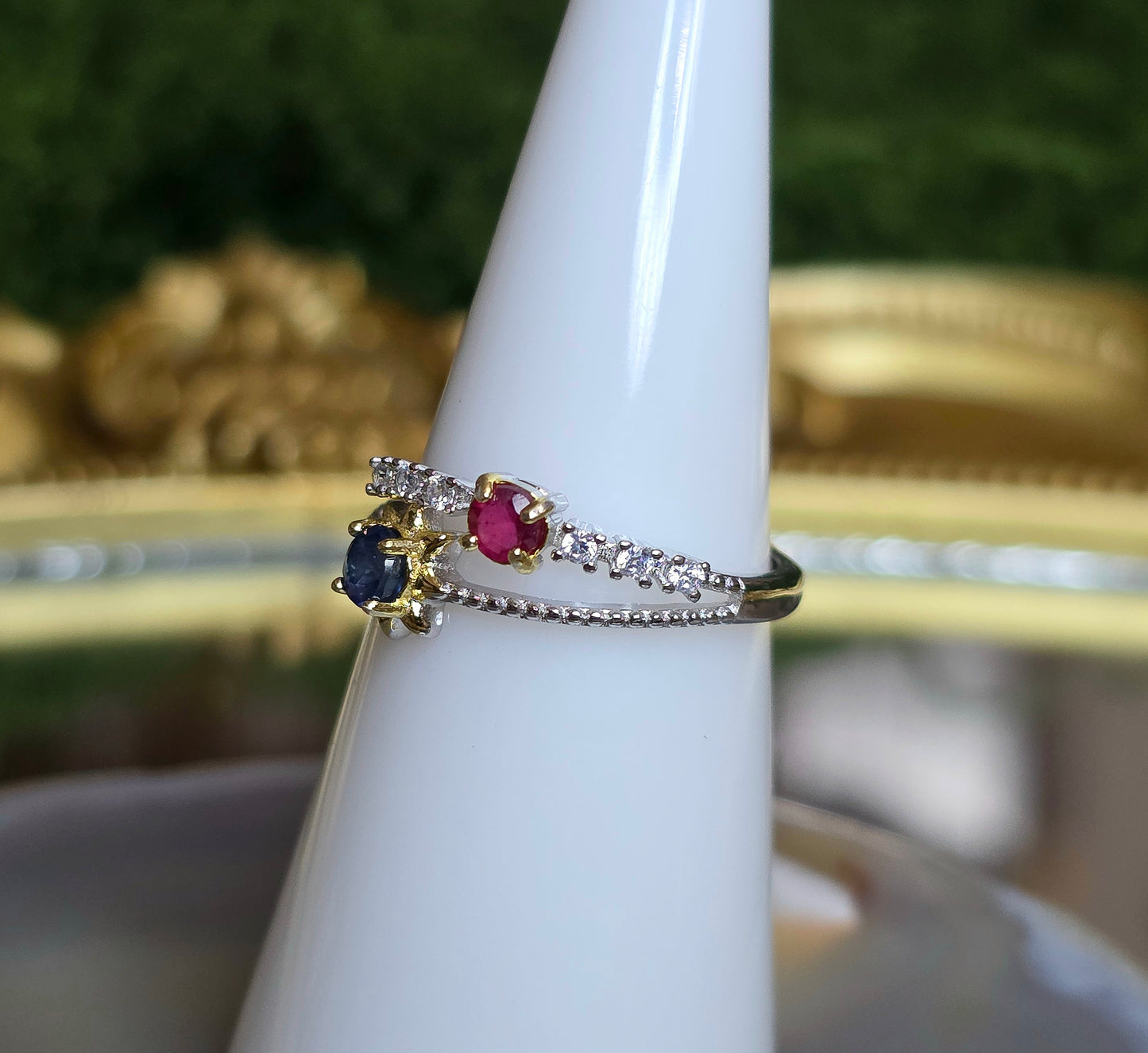Ruby and Blue Sapphire Double Ring