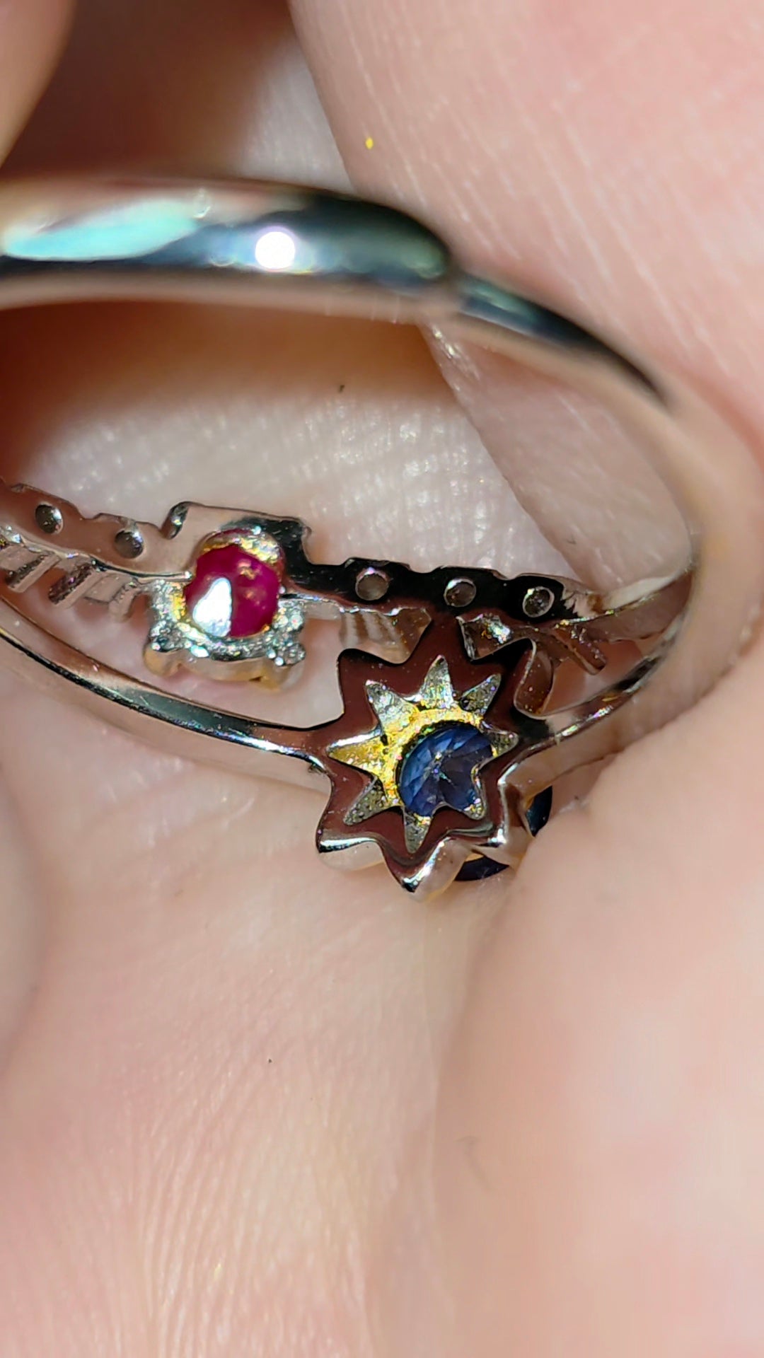 Ruby and Blue Sapphire Double Ring