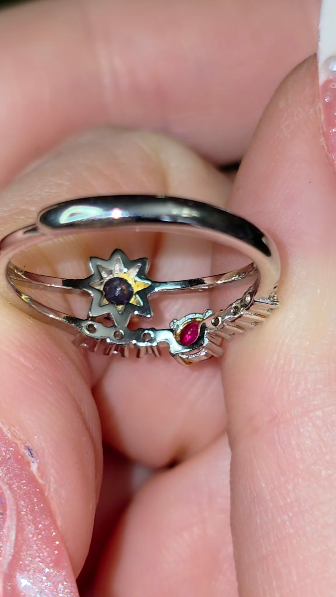 Ruby and Blue Sapphire Double Ring