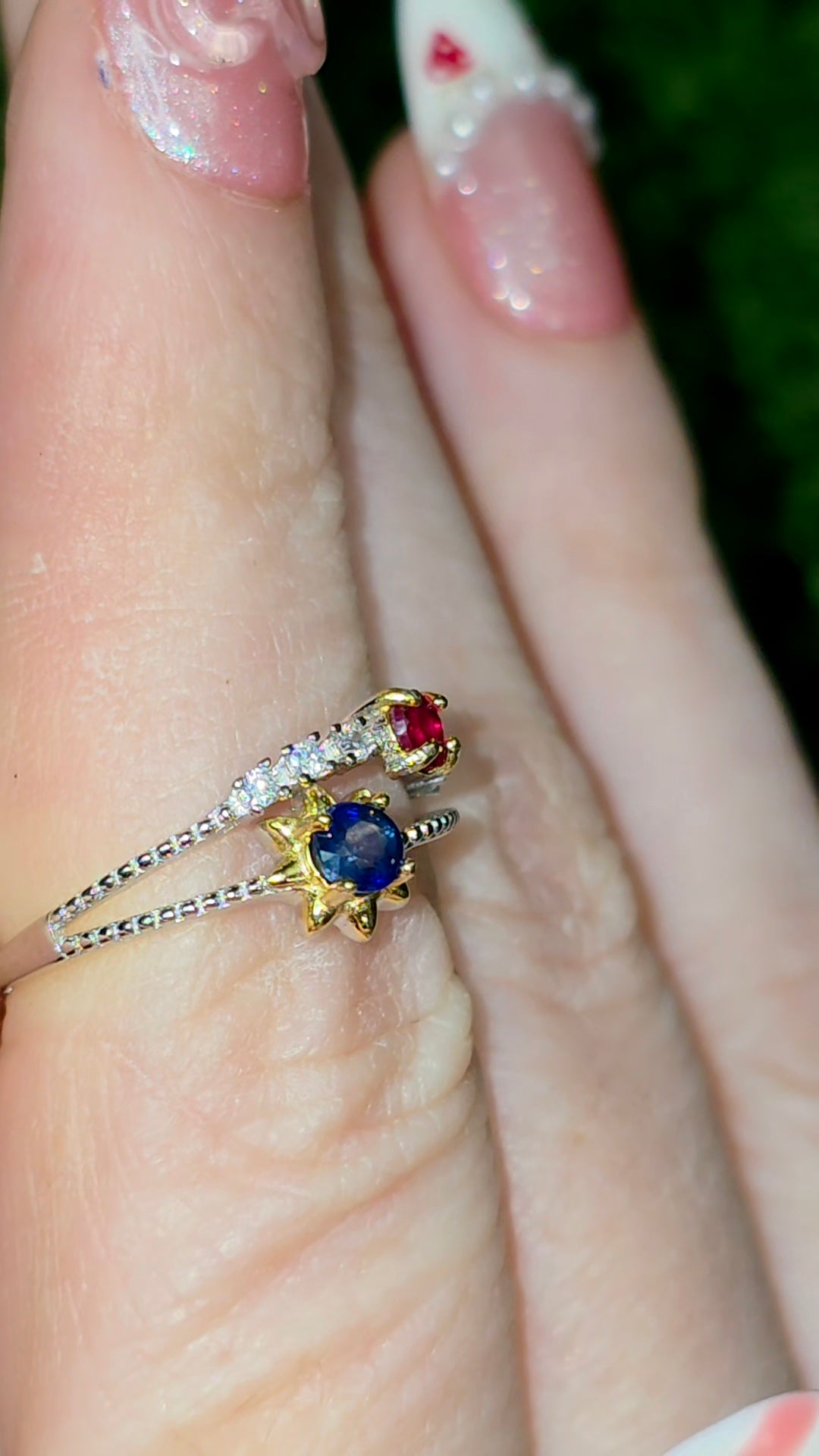 Ruby and Blue Sapphire Double Ring