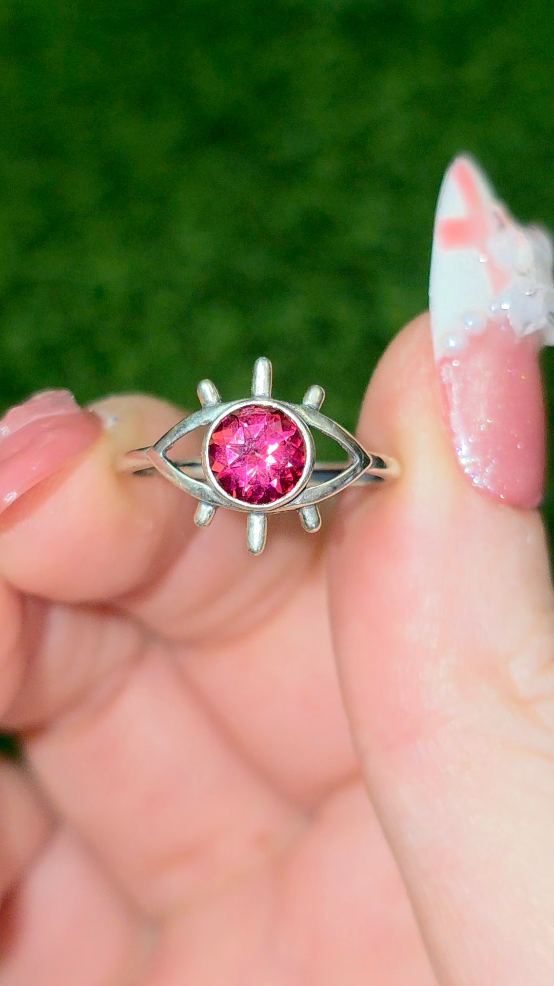Pink Topaz Evil Eye Ring