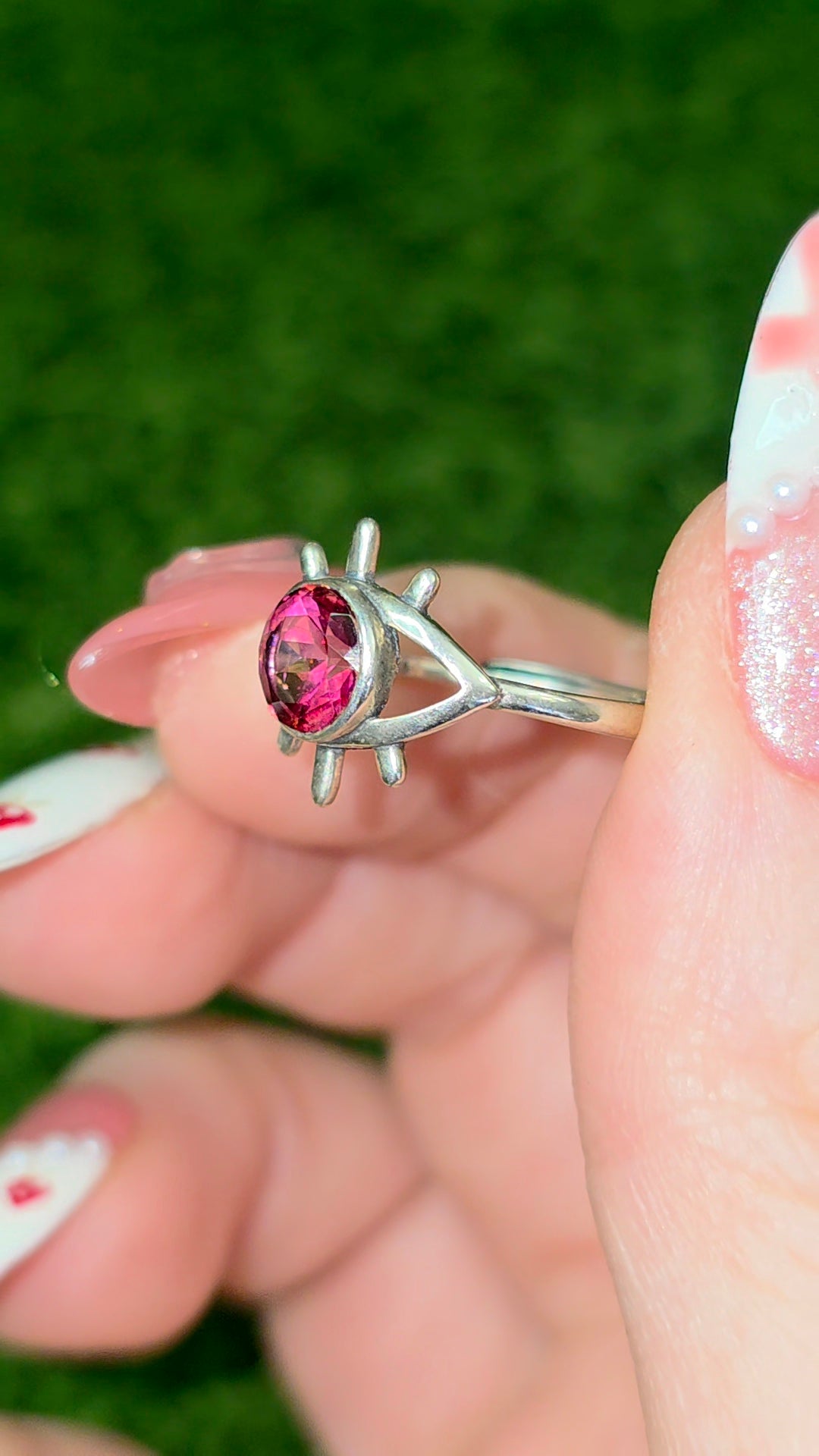 Pink Topaz Evil Eye Ring