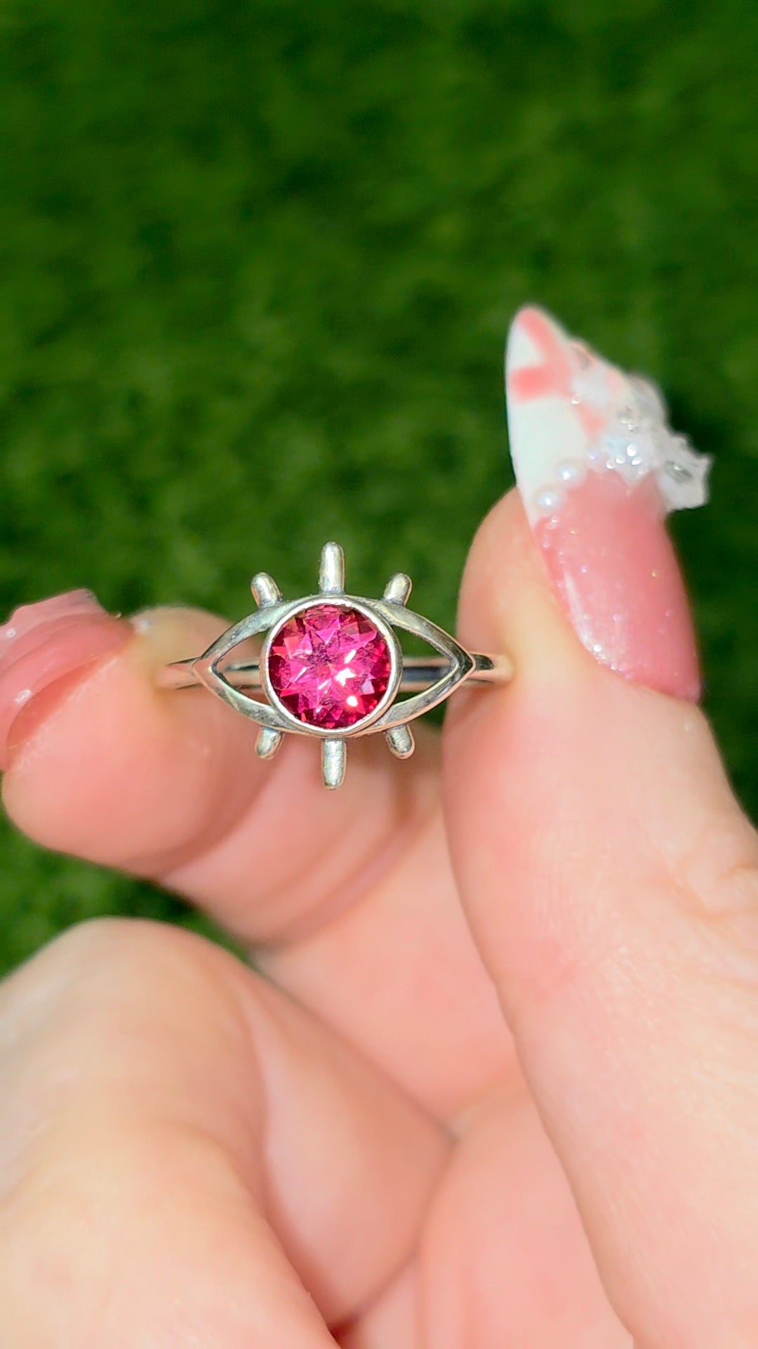 Pink Topaz Evil Eye Ring