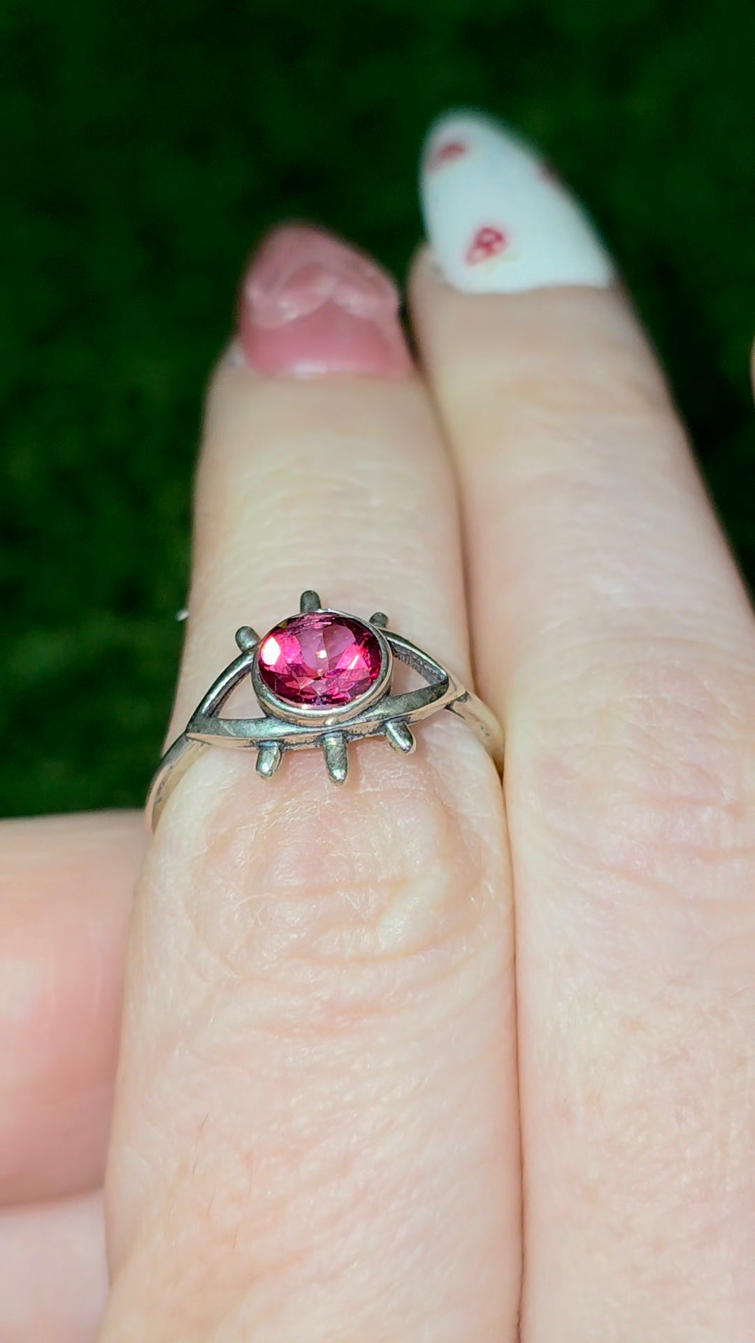 Pink Topaz Evil Eye Ring