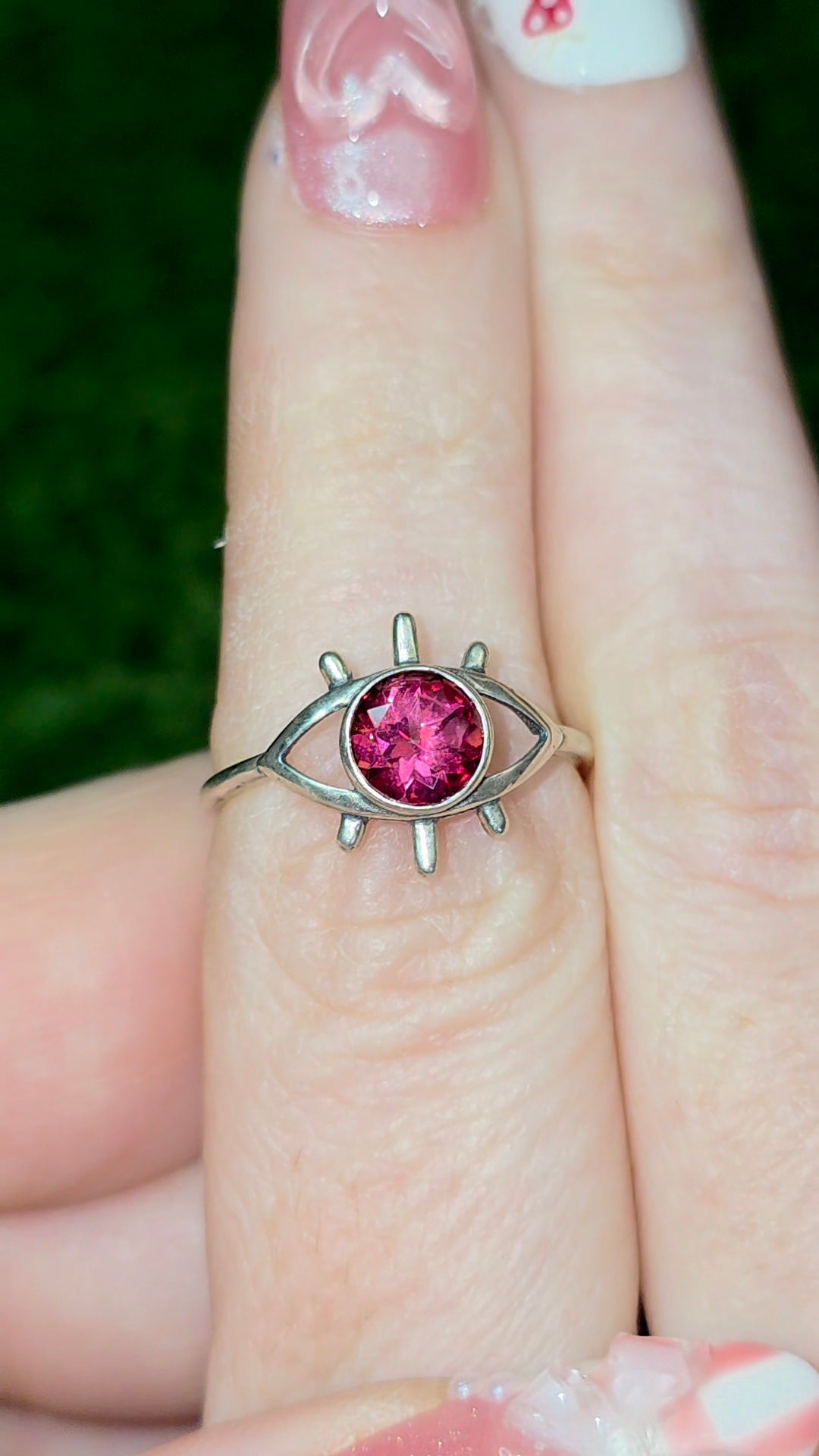 Pink Topaz Evil Eye Ring