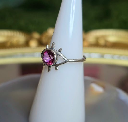 Pink Topaz Evil Eye Ring