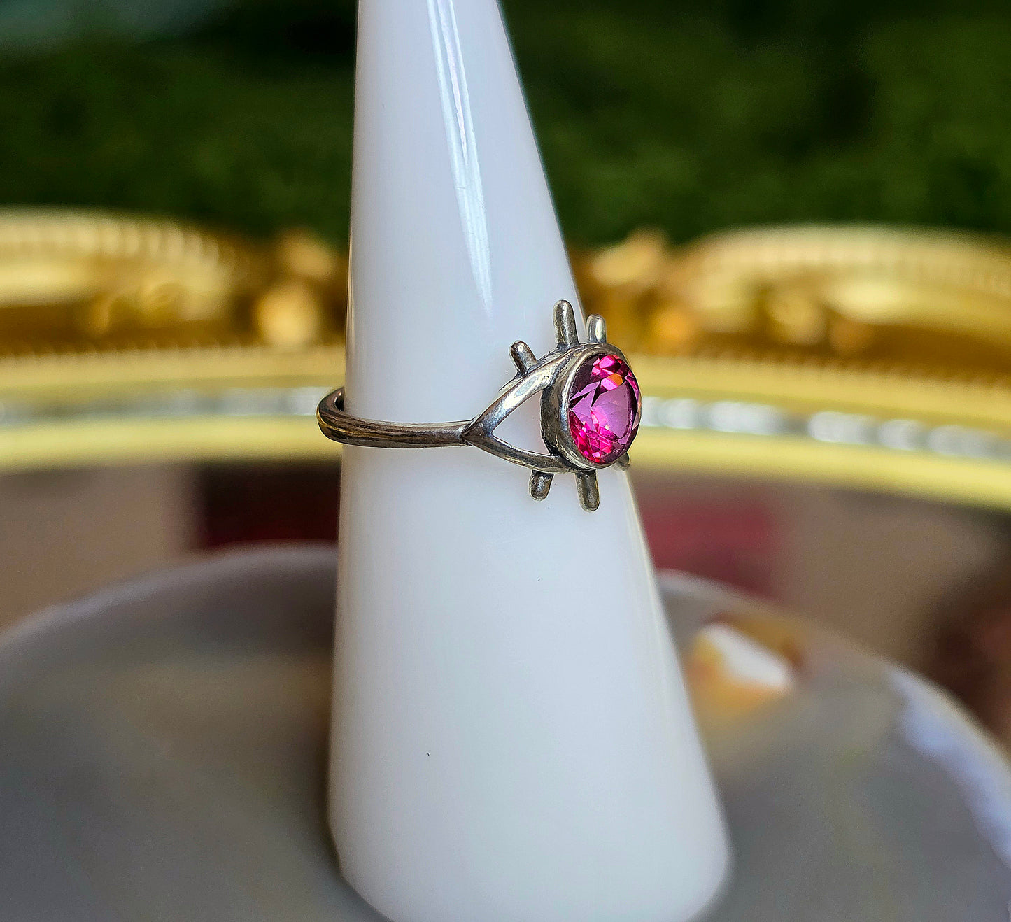 Pink Topaz Evil Eye Ring