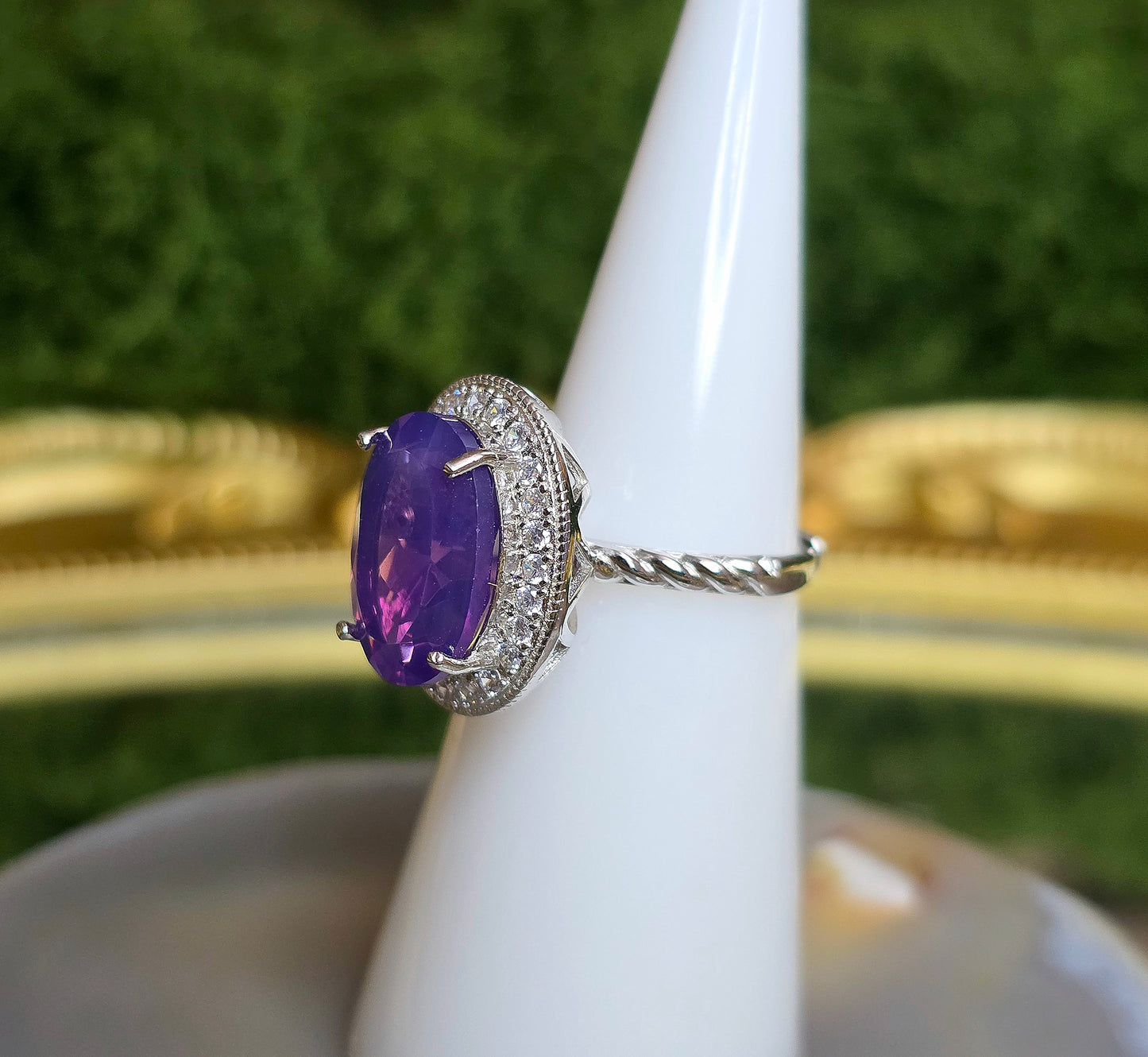 Deep Lavender Moon Quartz Ring