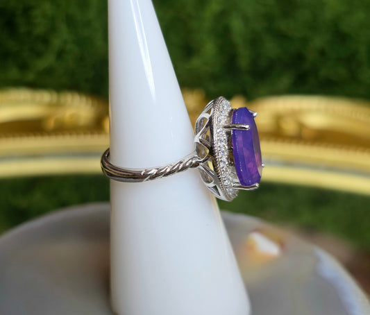 Deep Lavender Moon Quartz Ring