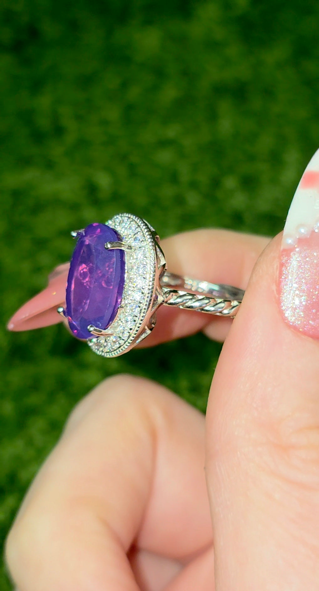 Deep Lavender Moon Quartz Ring