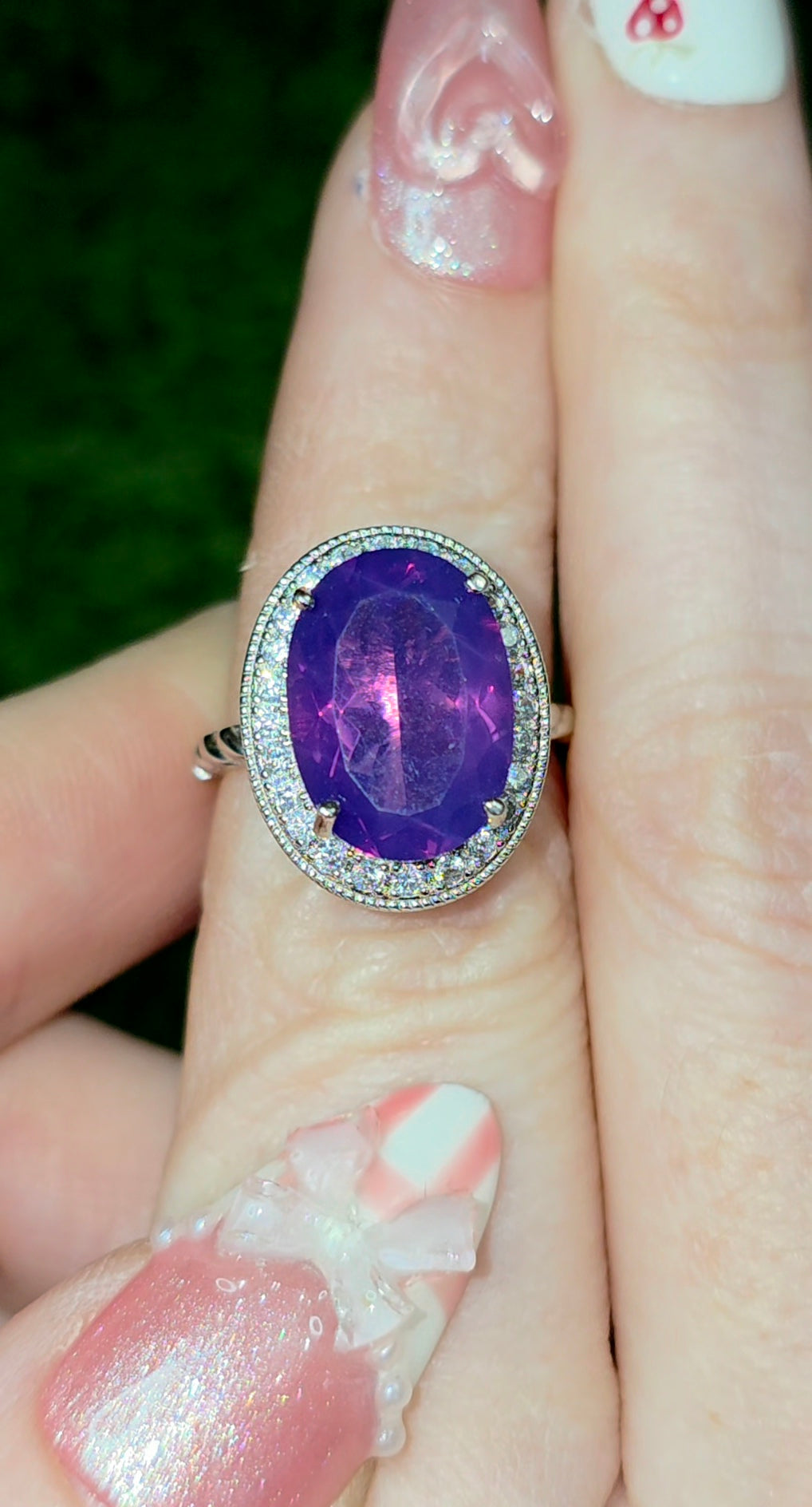 Deep Lavender Moon Quartz Ring