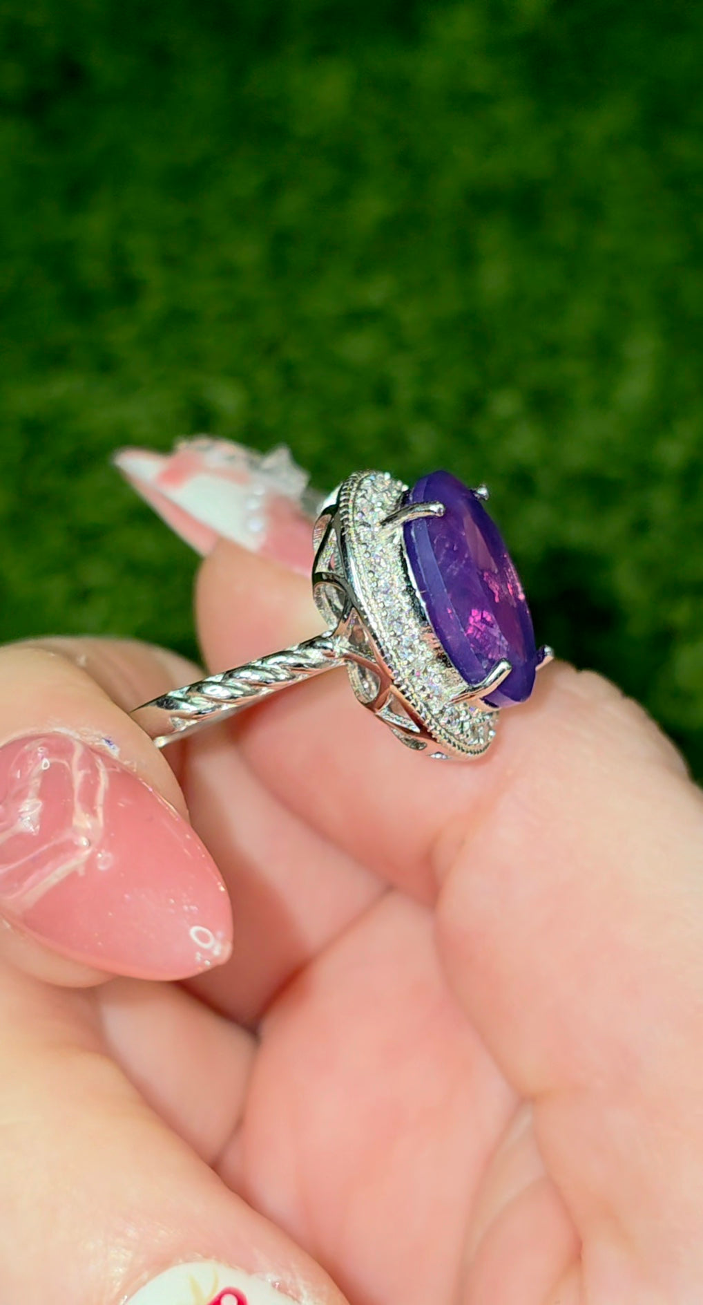 Deep Lavender Moon Quartz Ring