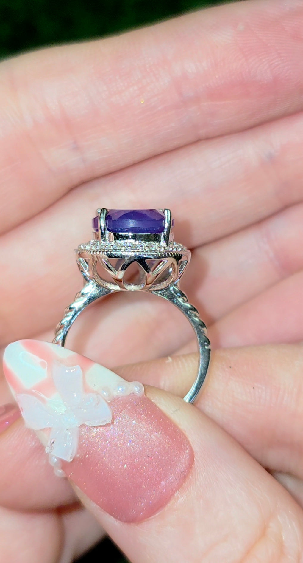 Deep Lavender Moon Quartz Ring