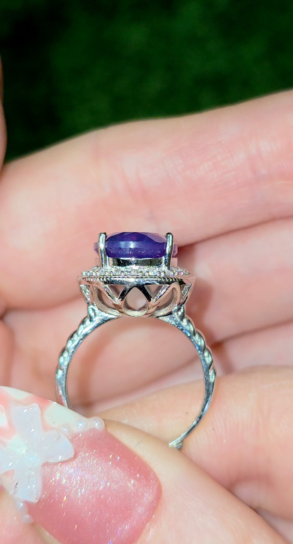 Deep Lavender Moon Quartz Ring