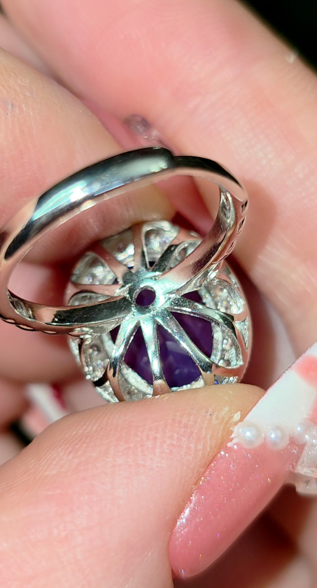 Deep Lavender Moon Quartz Ring