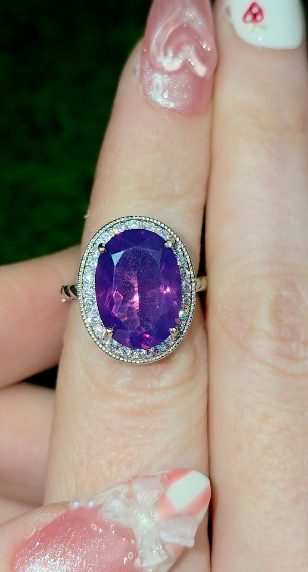 Deep Lavender Moon Quartz Ring