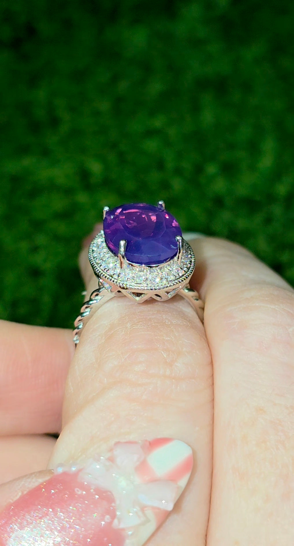 Deep Lavender Moon Quartz Ring