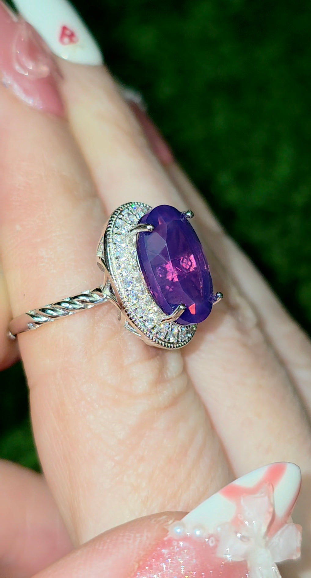 Deep Lavender Moon Quartz Ring