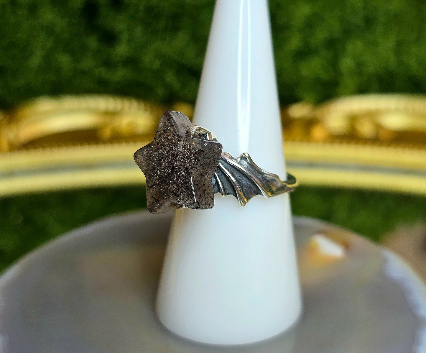 Rainbow Lattice Sunstone Star Ring