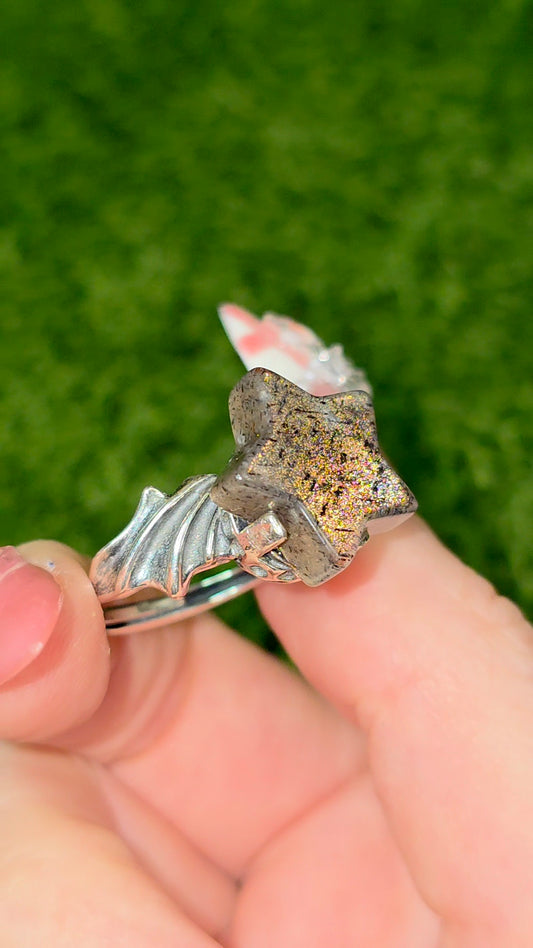 Rainbow Lattice Sunstone Star Ring