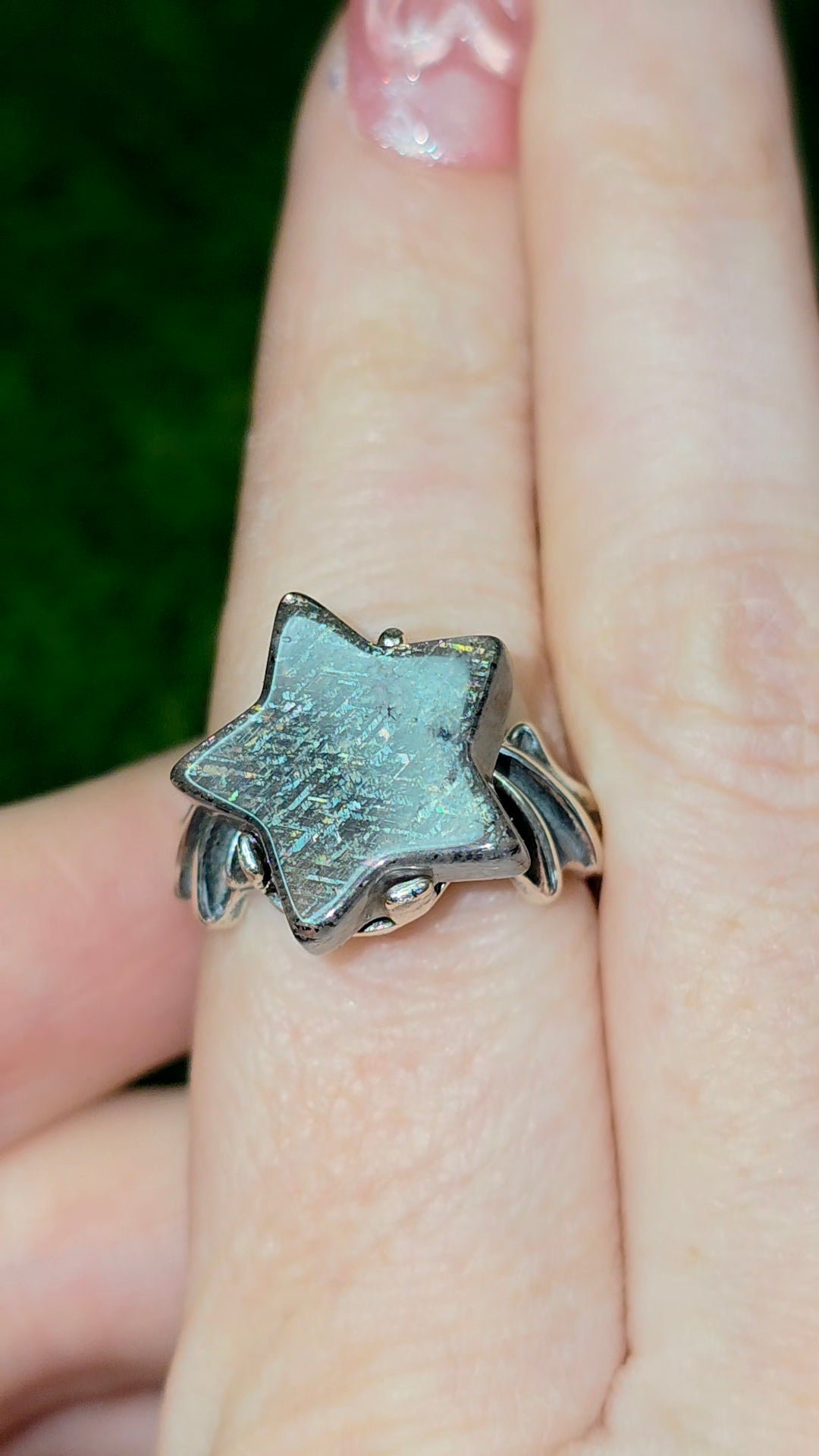 Rainbow Lattice Sunstone Star Ring
