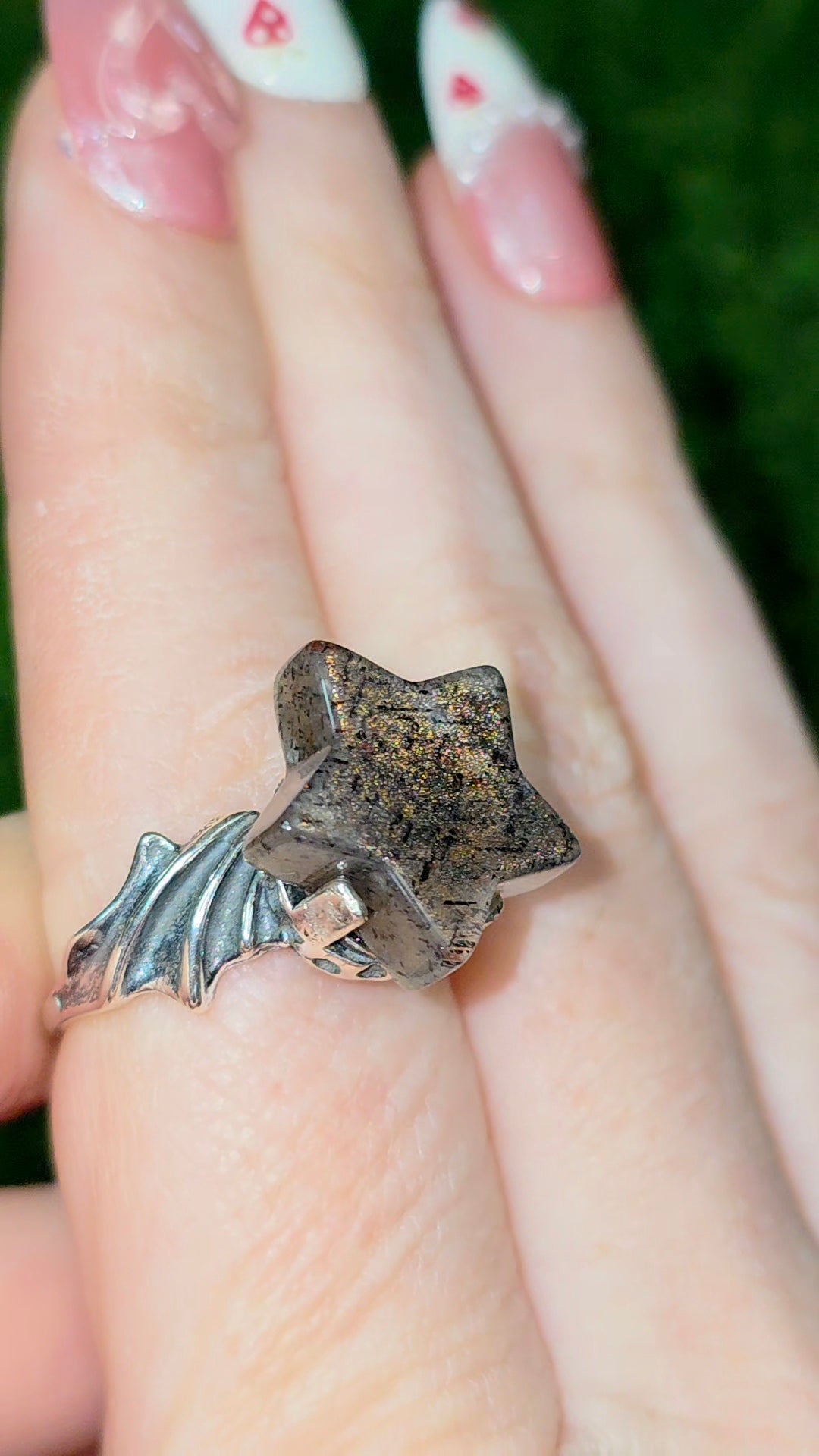 Rainbow Lattice Sunstone Star Ring