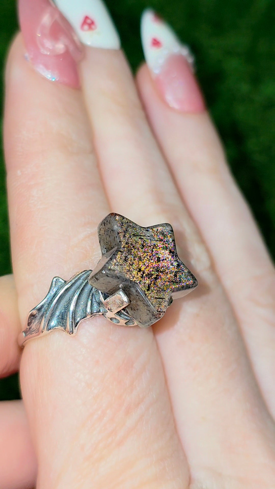 Rainbow Lattice Sunstone Star Ring