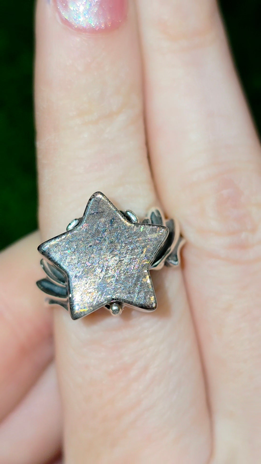 Rainbow Lattice Sunstone Star Ring