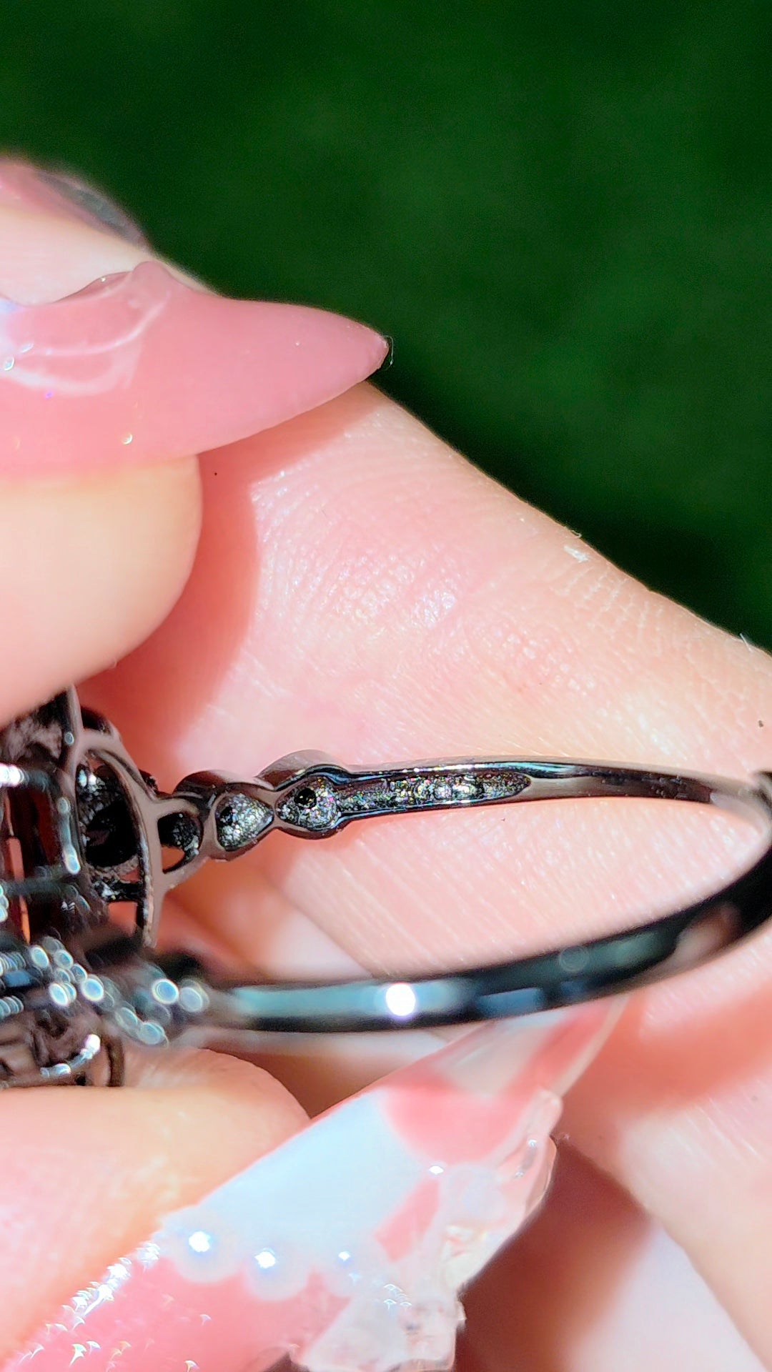 Blood Amber and Black Spinel Ring
