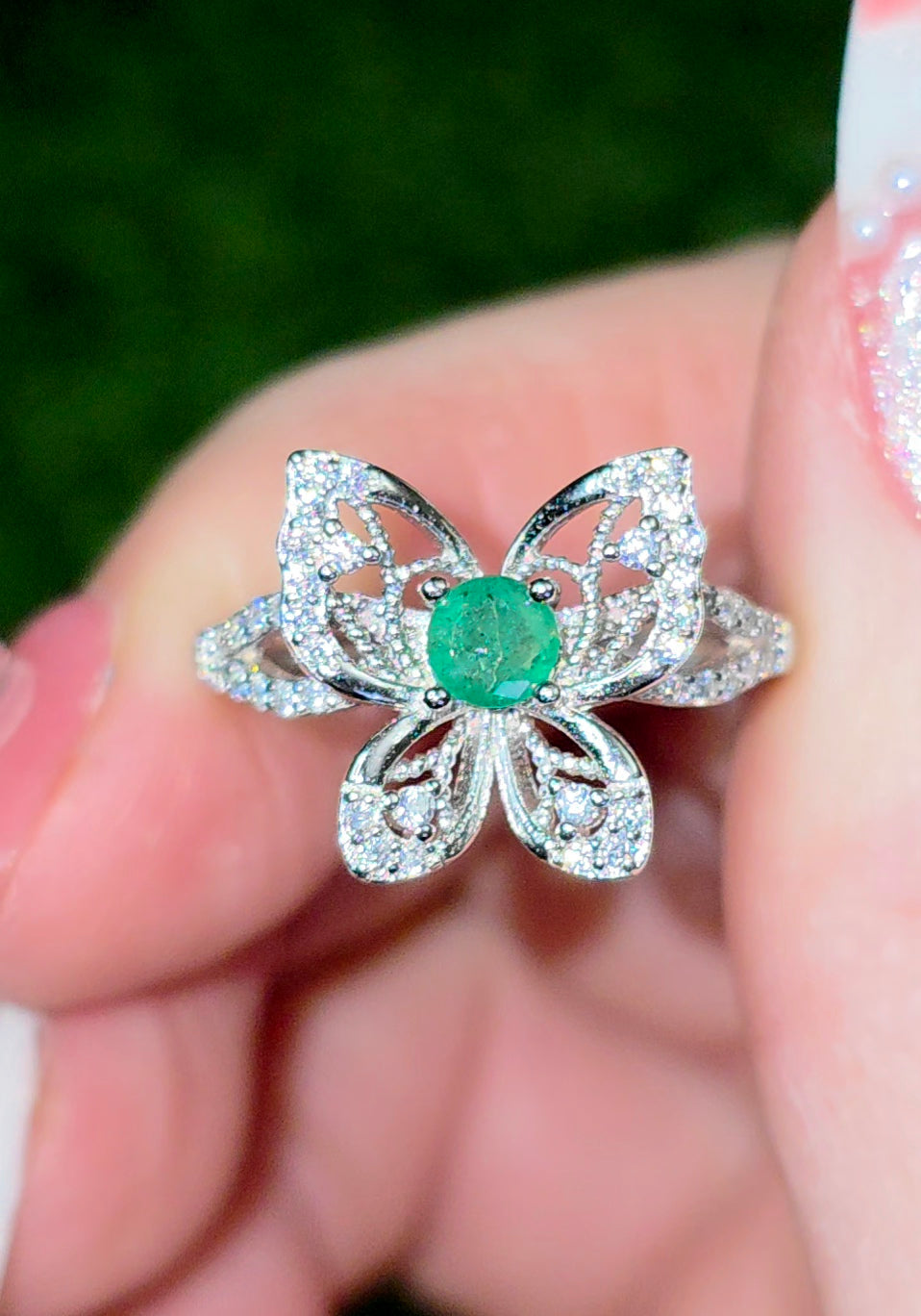 Emerald Butterfly Ring