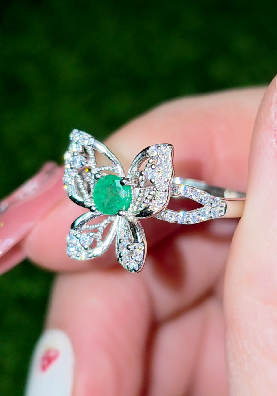 Emerald Butterfly Ring