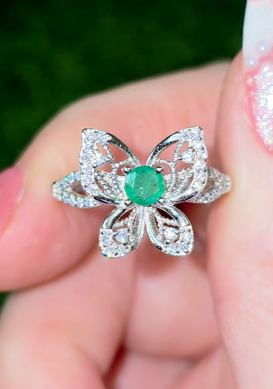 Emerald Butterfly Ring