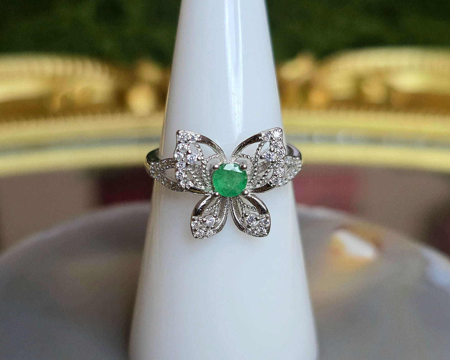 Emerald Butterfly Ring