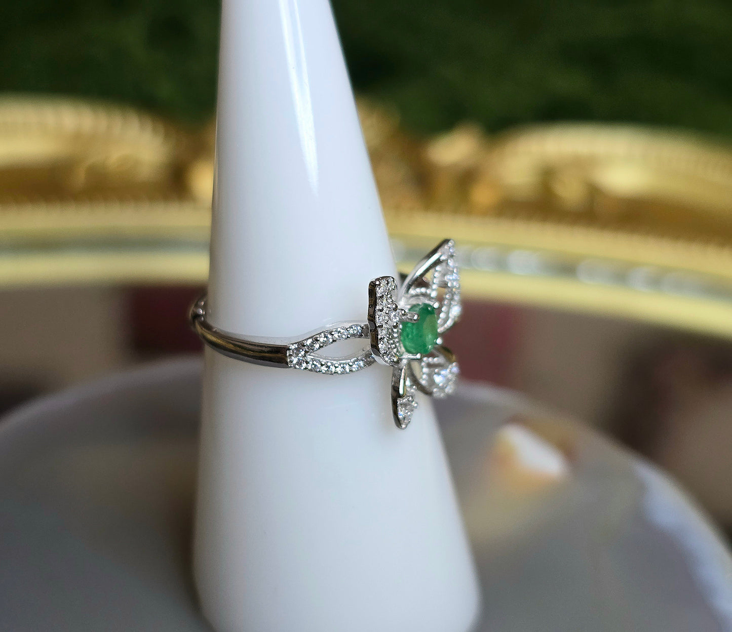 Emerald Butterfly Ring