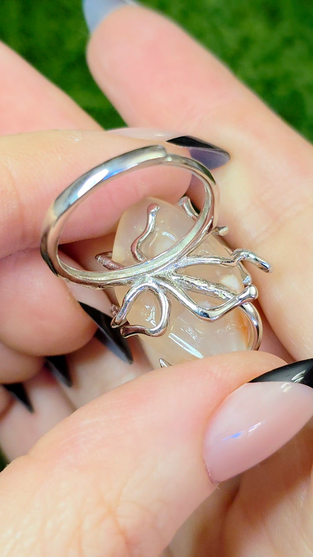Flower Agate Asymmetrical Ring