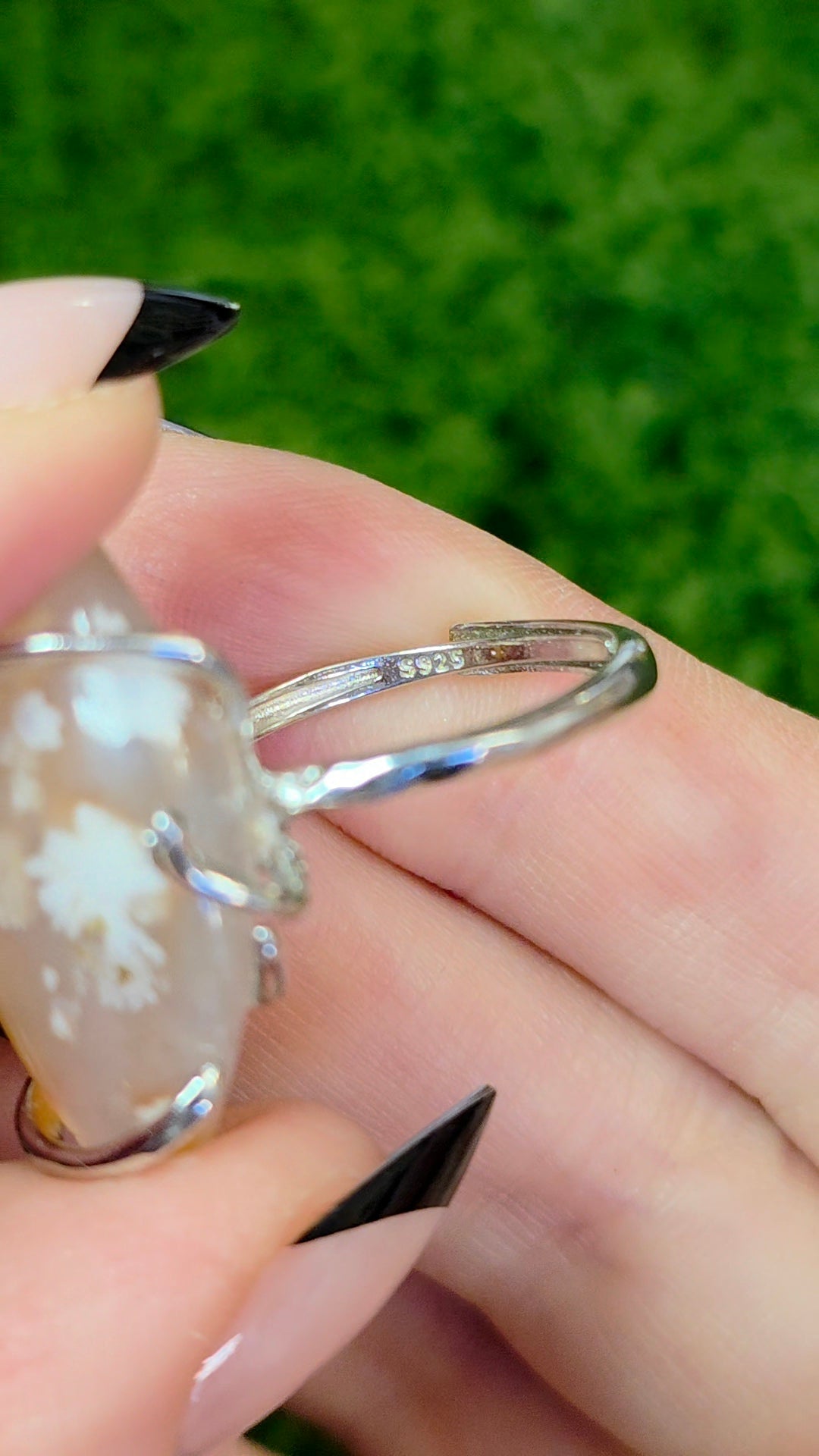 Flower Agate Asymmetrical Ring