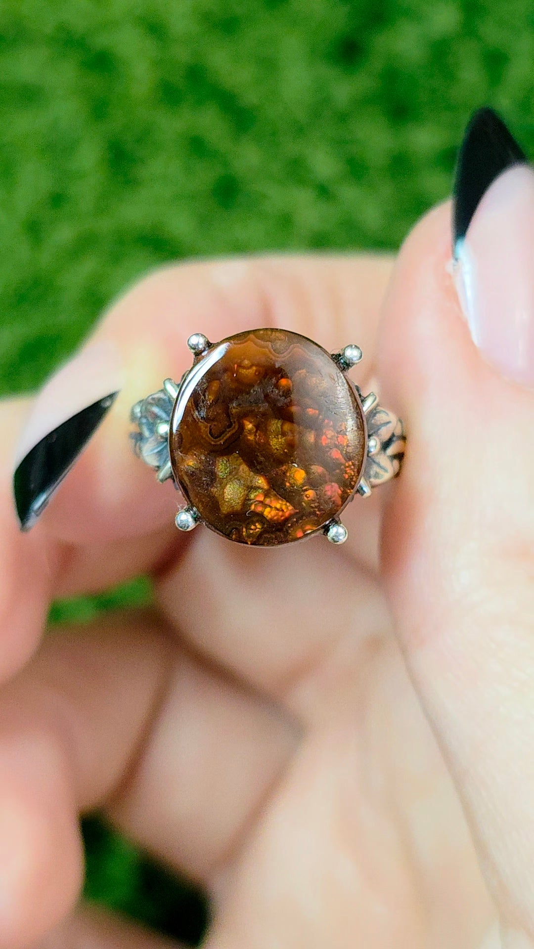 Fire Agate Round Ring B