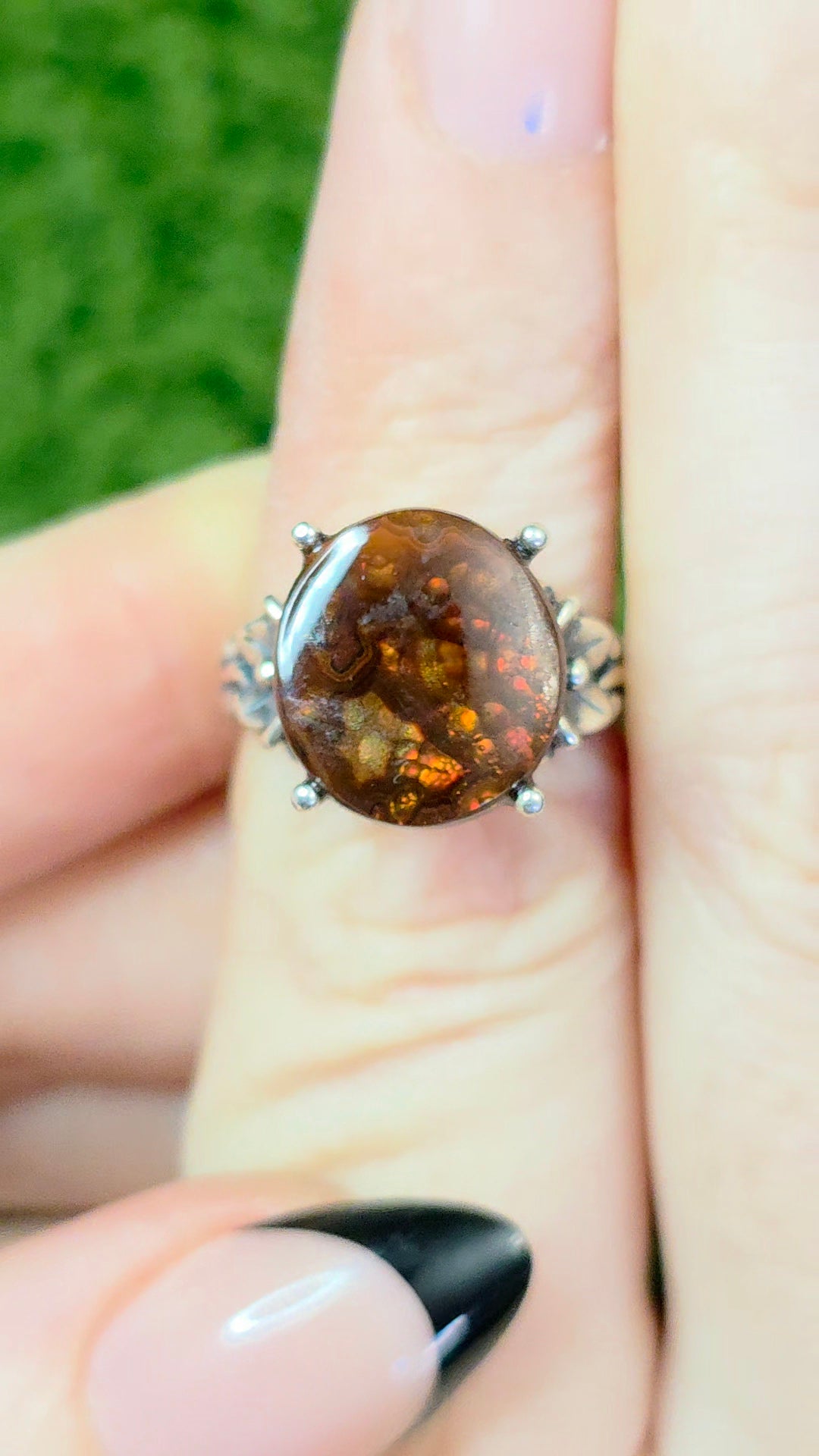 Fire Agate Round Ring B