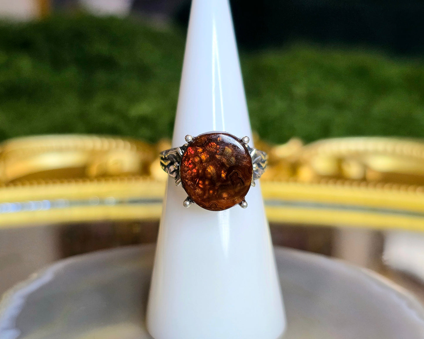 Fire Agate Round Ring B
