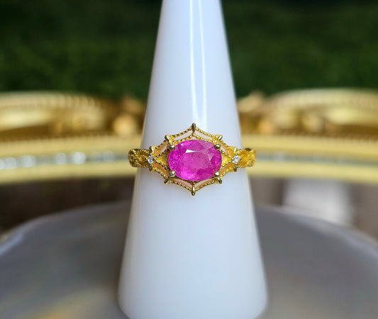 Pink Sapphire Spiderweb Ring