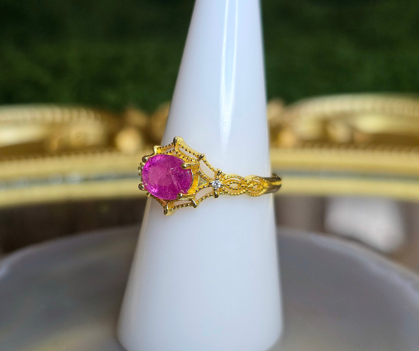 Pink Sapphire Spiderweb Ring