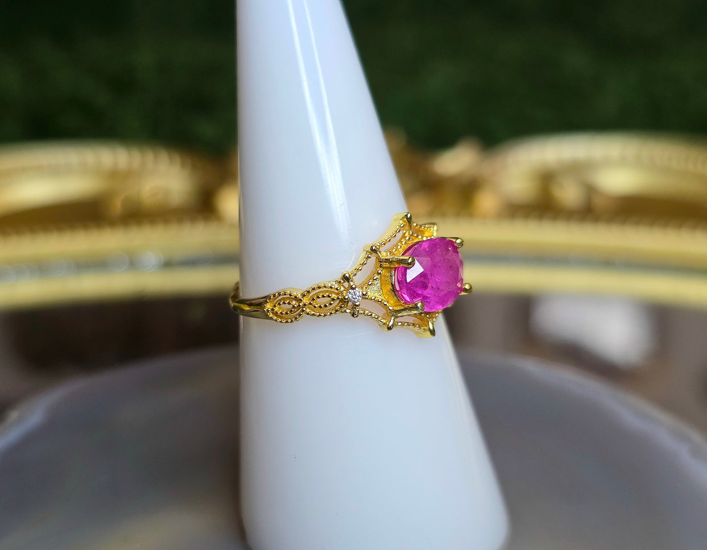 Pink Sapphire Spiderweb Ring