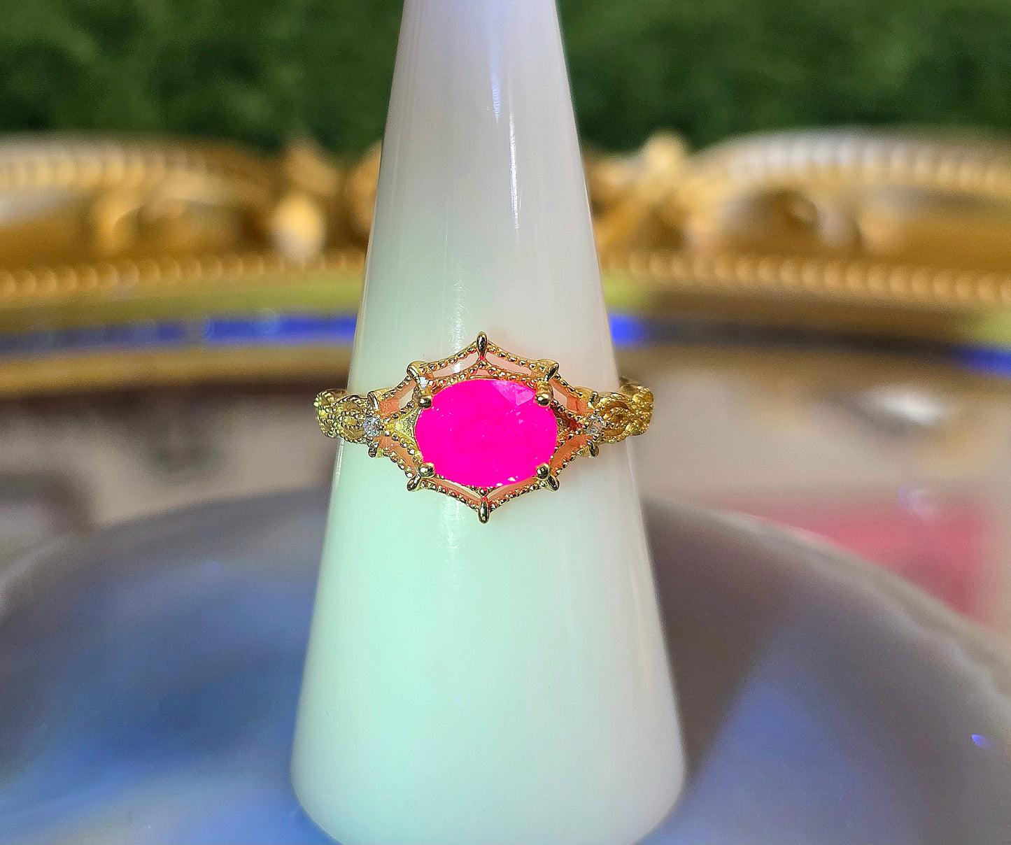 Pink Sapphire Spiderweb Ring