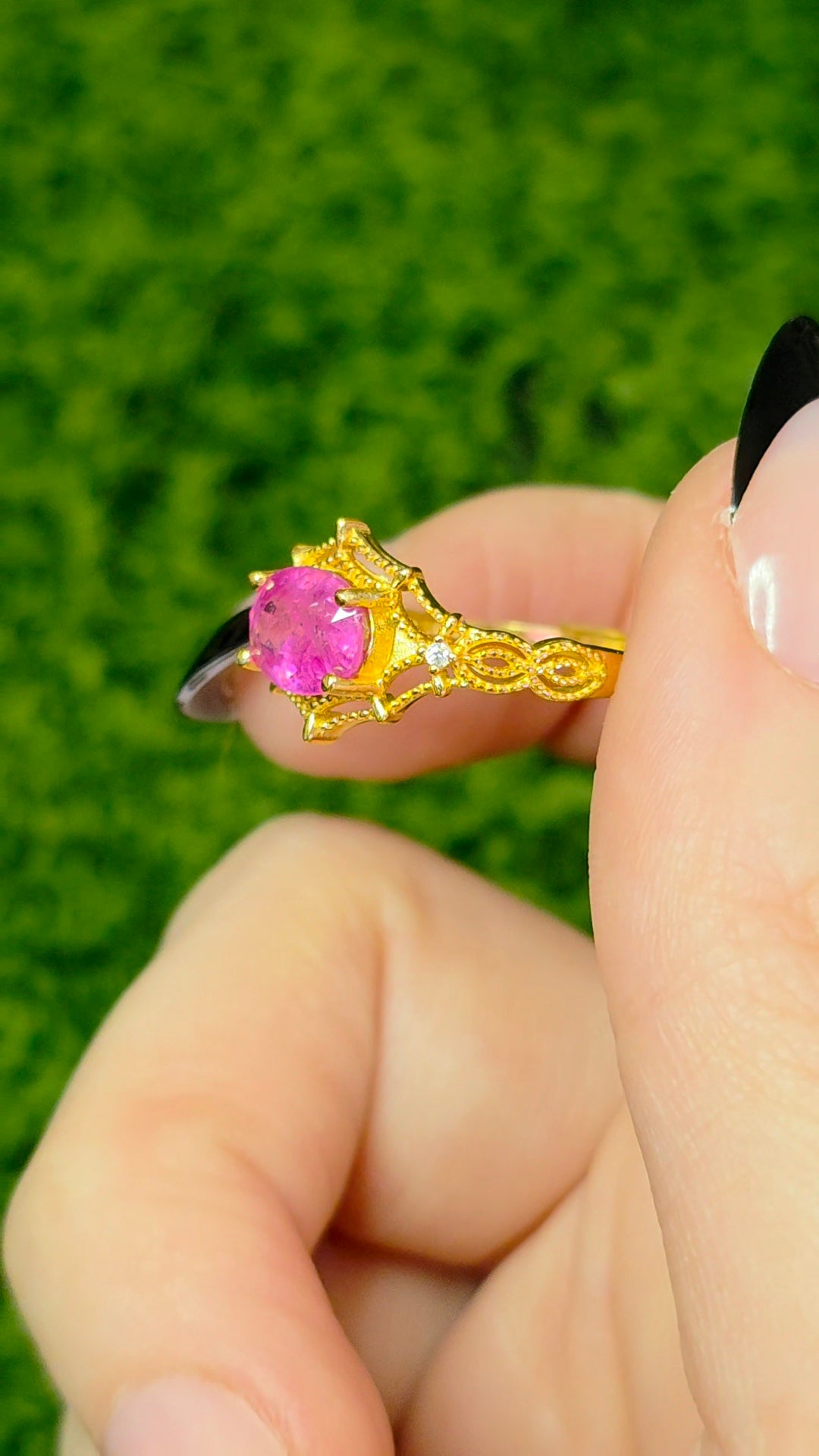Pink Sapphire Spiderweb Ring