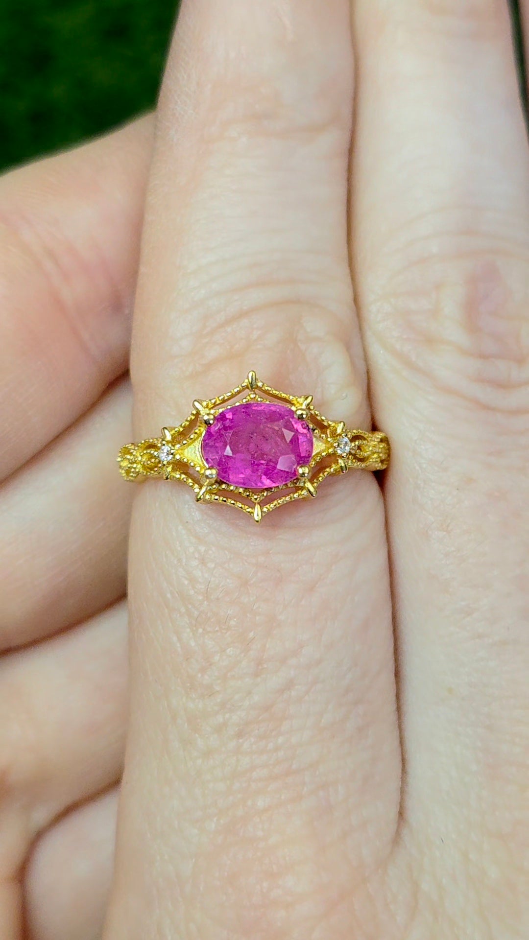 Pink Sapphire Spiderweb Ring